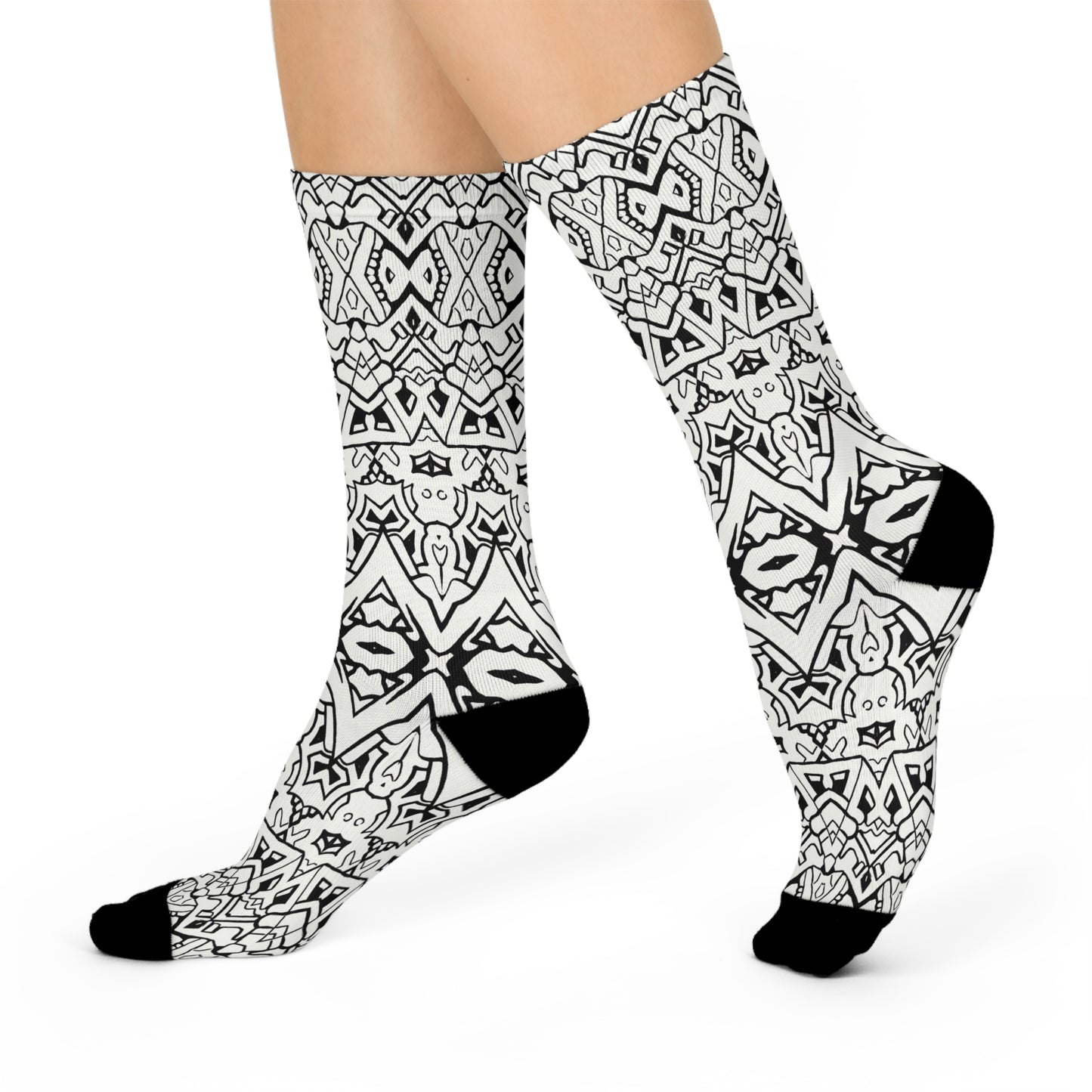 "Untitled" Patterned Cushioned Crew Socks
