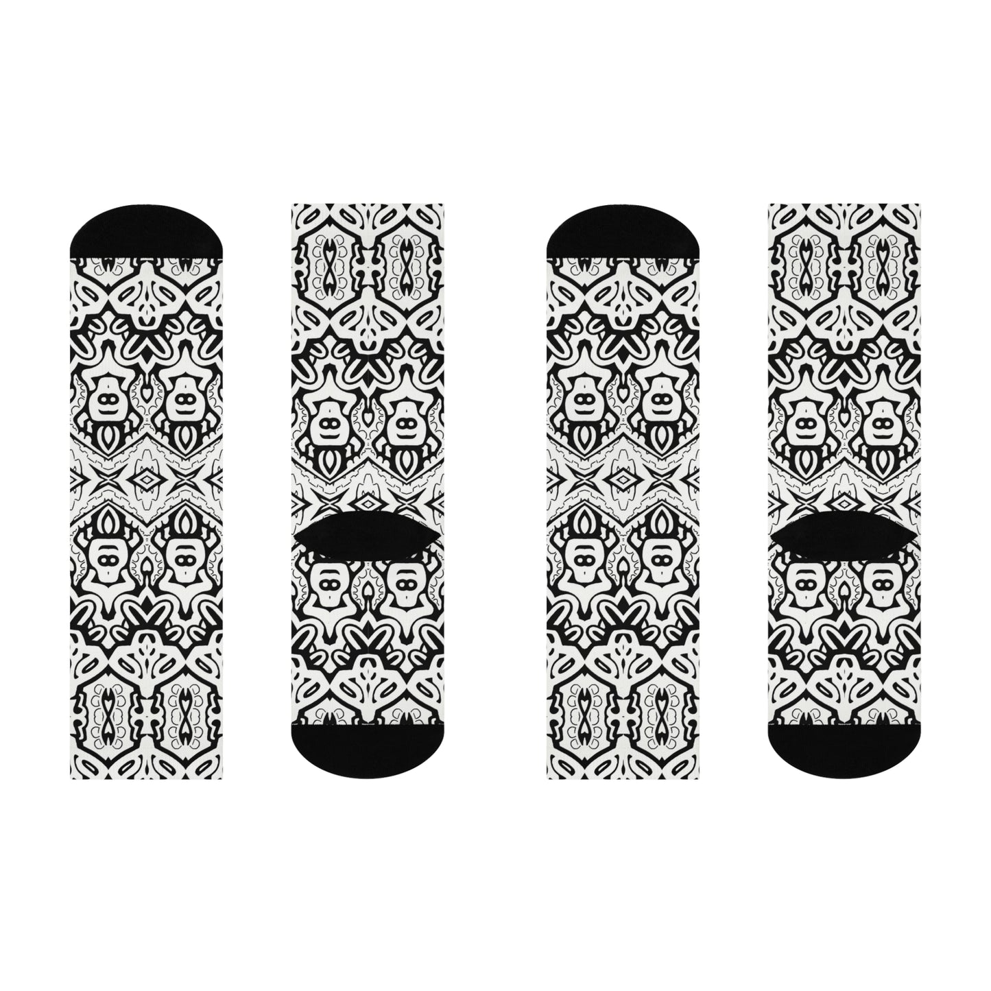 "Untitled" Patterned Cushioned Crew Socks