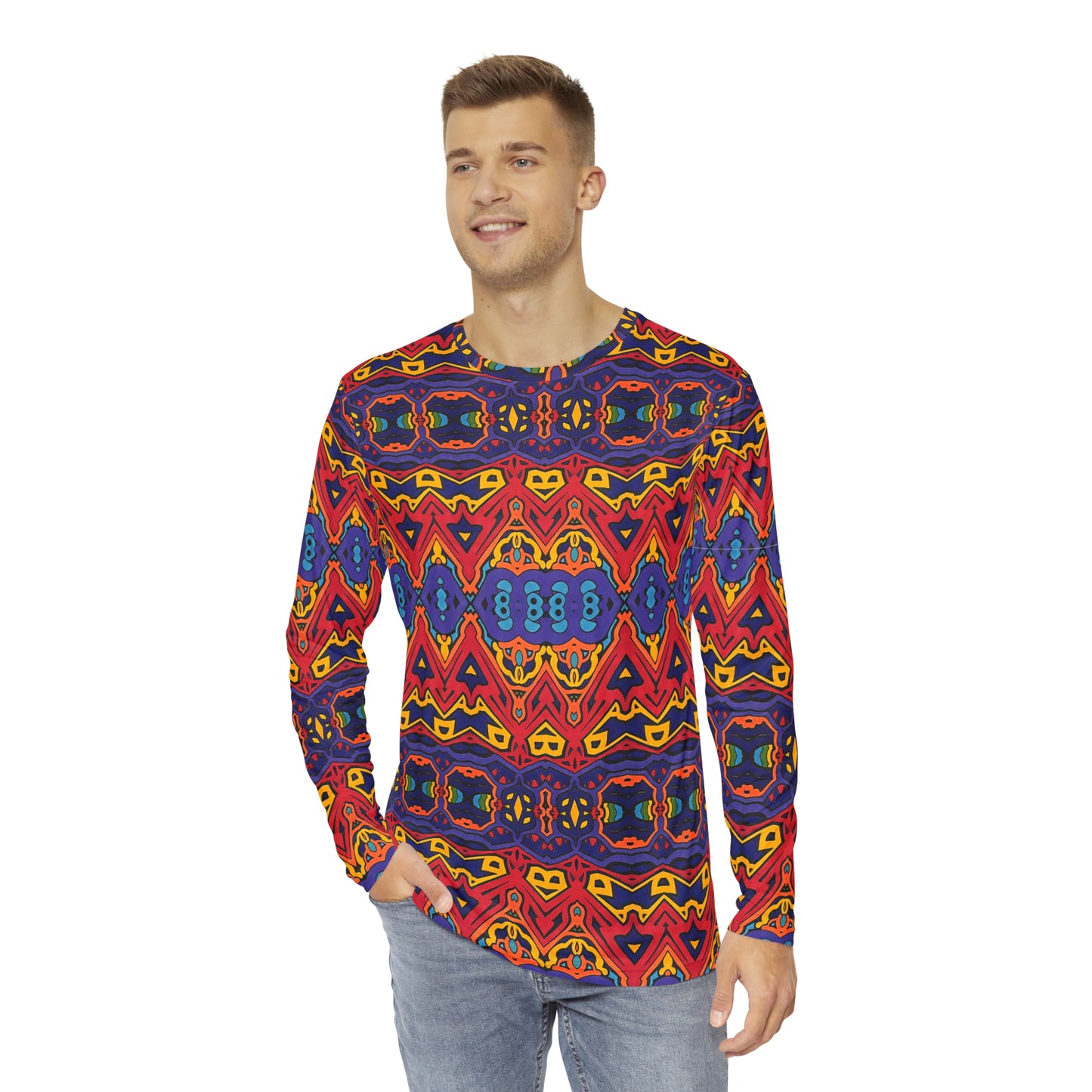 "Dioptimal Transactions" Men's Long Sleeve Abstract, Psychedelic Shirt