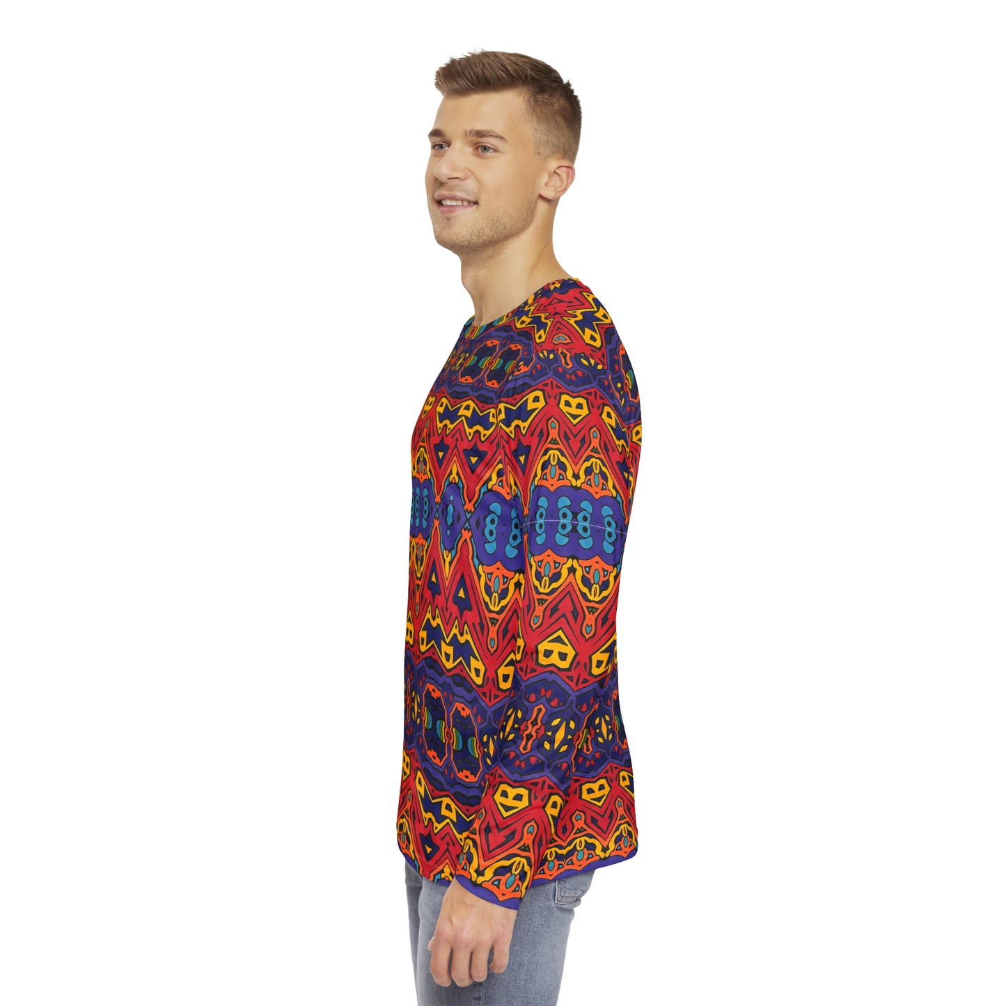 "Dioptimal Transactions" Men's Long Sleeve Abstract, Psychedelic Shirt