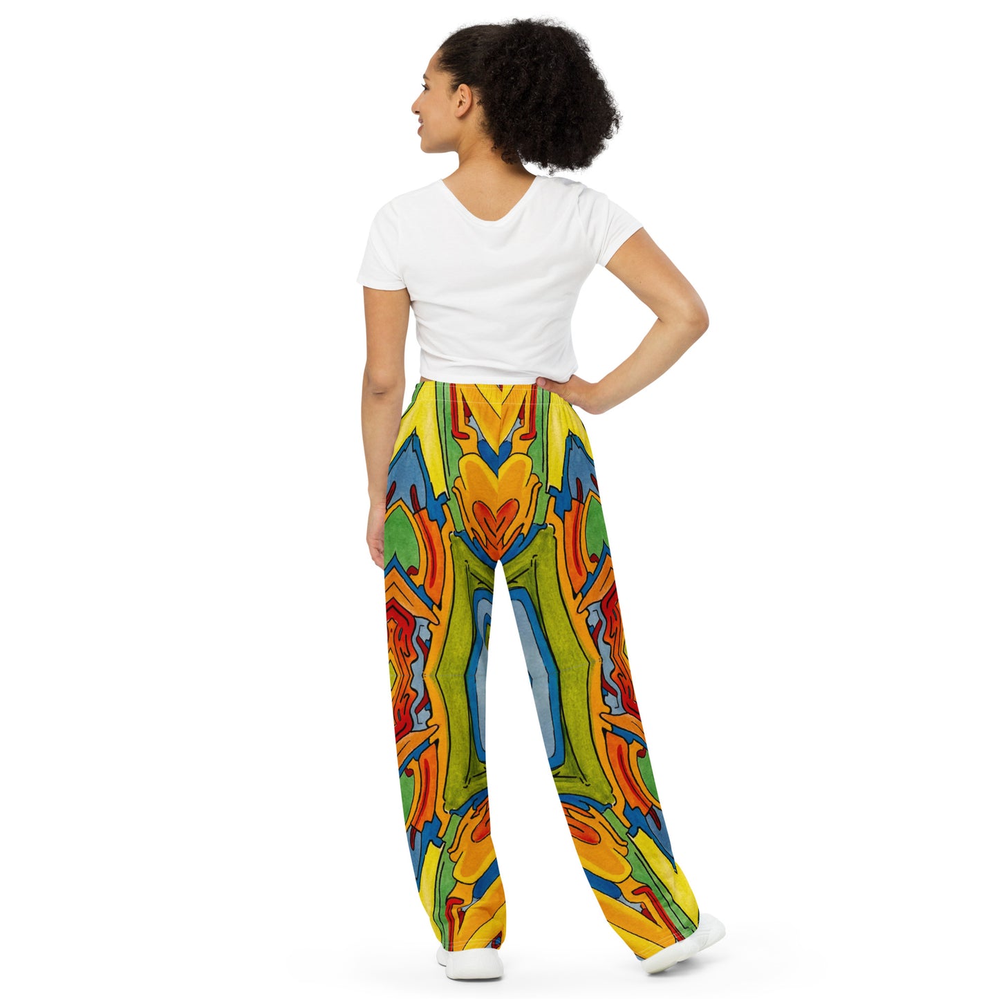 "Grassis" All-over print unisex wide-leg pants