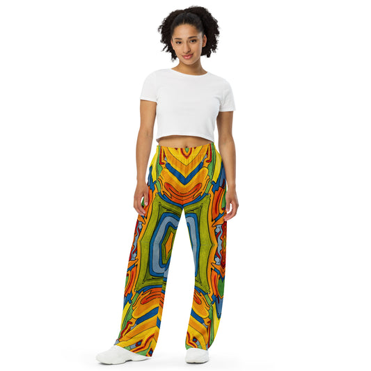 "Grassis" All-over print unisex wide-leg pants